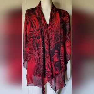 Elegant Red and Black Women's Blouse